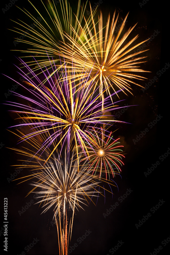 Cluster of vibrant fireworks Cluster of vibrant fireworks