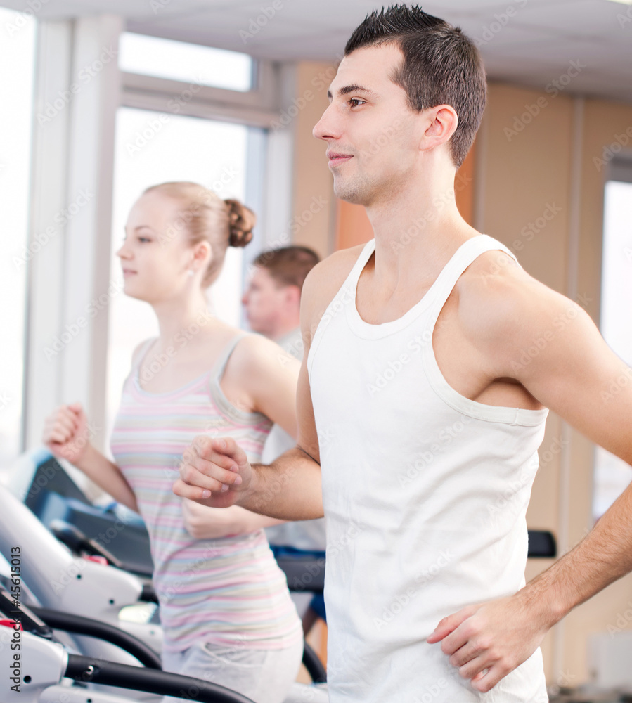 Man at the gym exercising. Run. Man at the gym exercising. Run.