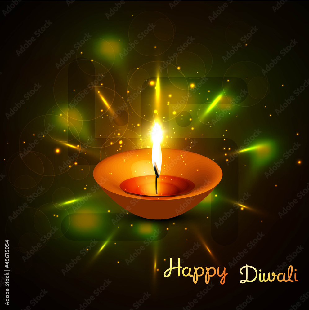Happy diwali bright beautiful card diya vector Stock Vector ...