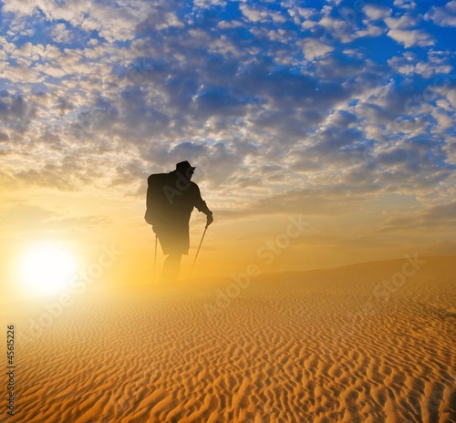 hiker in a desert