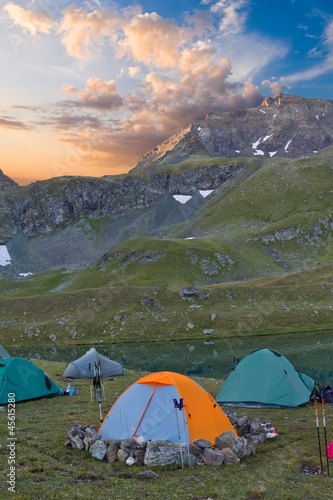 touristic camp at the early morning