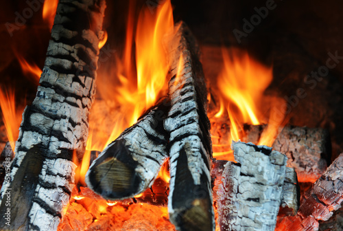 fire in fireplace