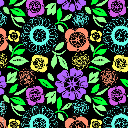 Colorful flowers crochet la...