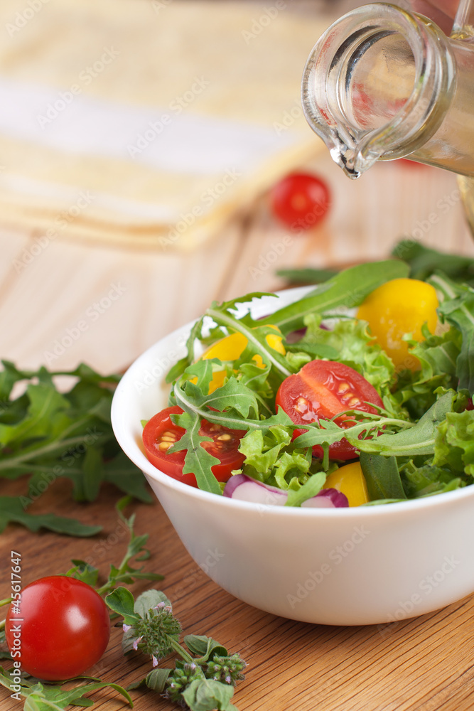 Fresh salad with tomatoes pepper and onions Fresh salad with tomatoes pepper and onions