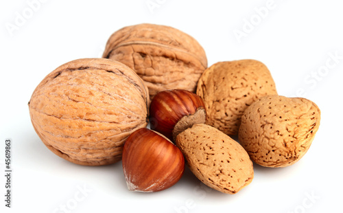 Walnuts, hazelnuts and almonds