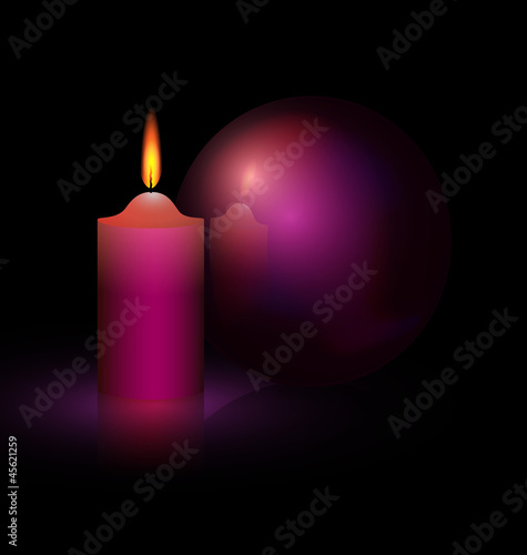 candle and purple ball