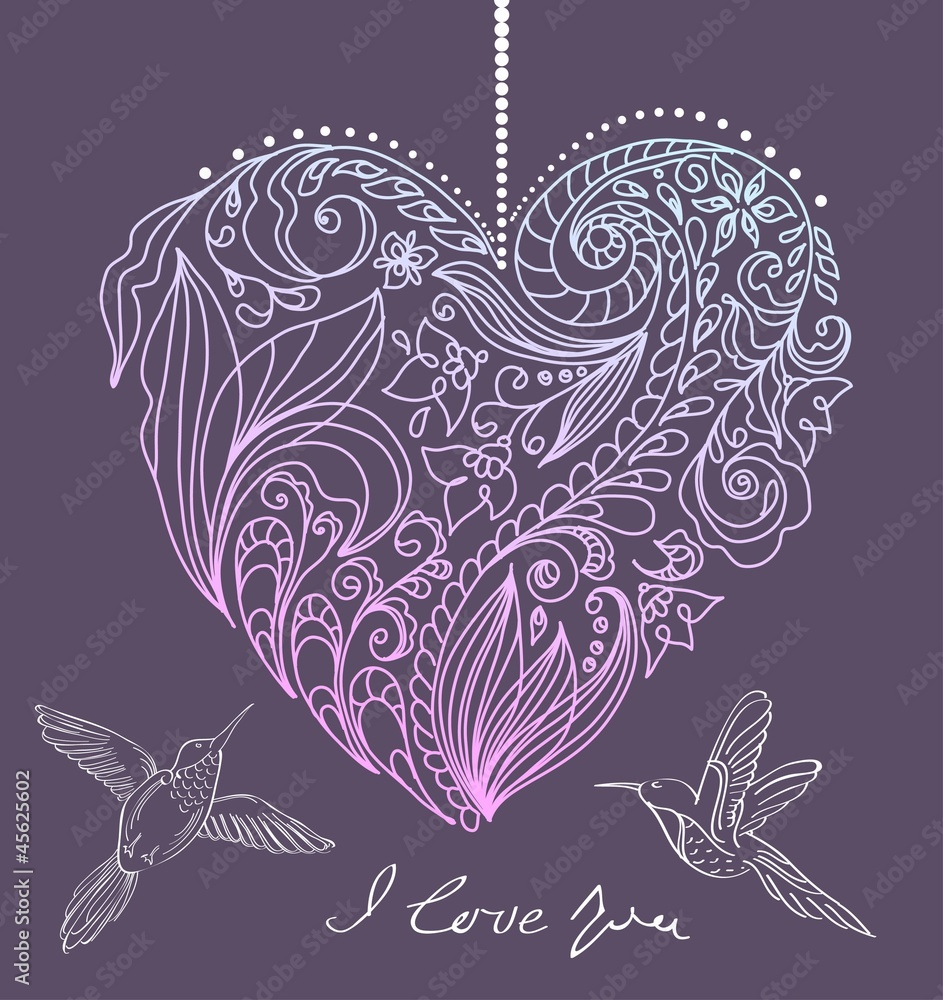 valentine card with floral heart valentine card with floral heart