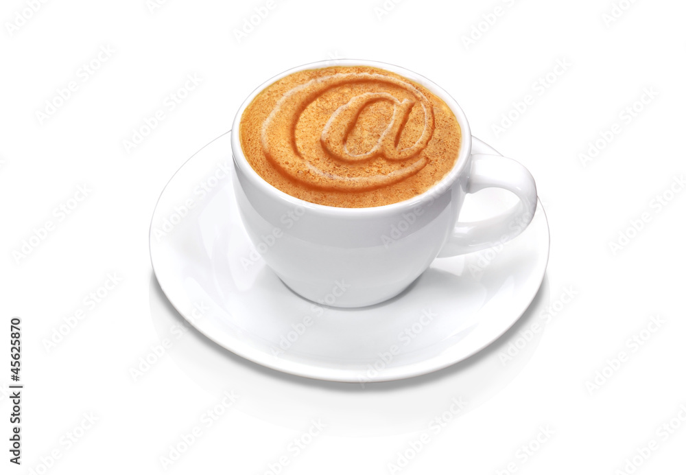 at in a cup of coffee (white isolated with path) at in a cup of coffee (white isolated with path)