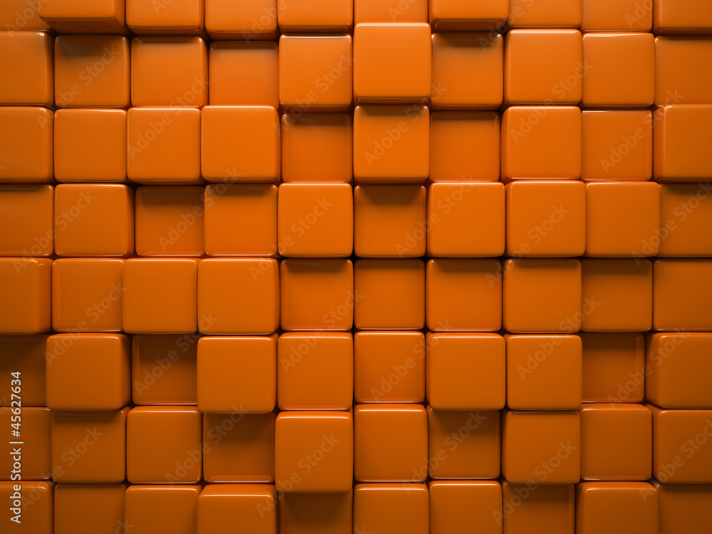 Abstract pattern of  square orange pieces - obrazy, fototapety, plakaty 