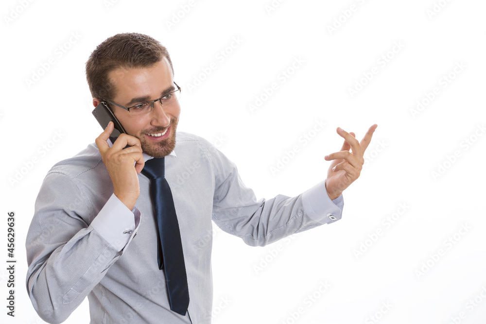 Business man speaking on cellphone Business man speaking on cellphone