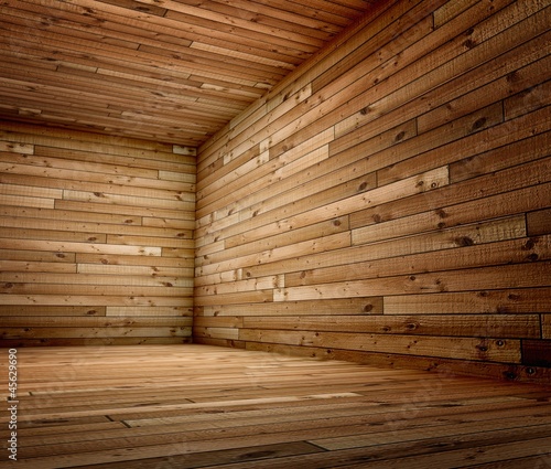3d corner of old grunge wooden interior