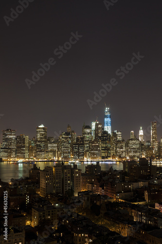 New York by night - new WTC in blue