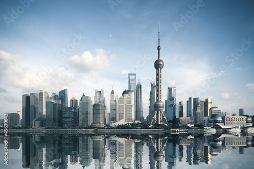 Canvas Print shanghai skyline with reflection