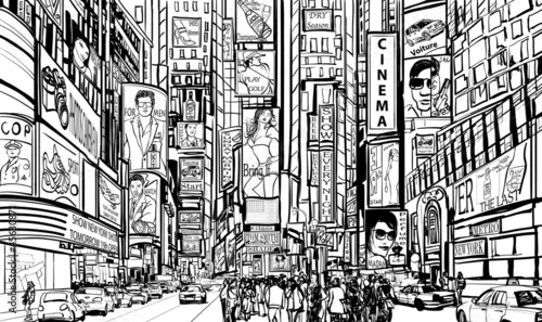 Obraz narysowana ulica w Nowym Jorku