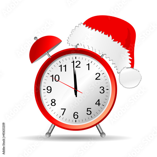 hour with a red new year hat vector