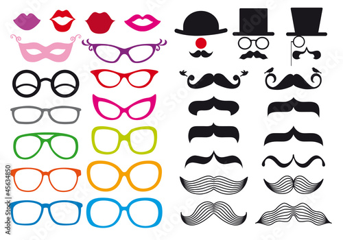 mustache and spectacles, vector set