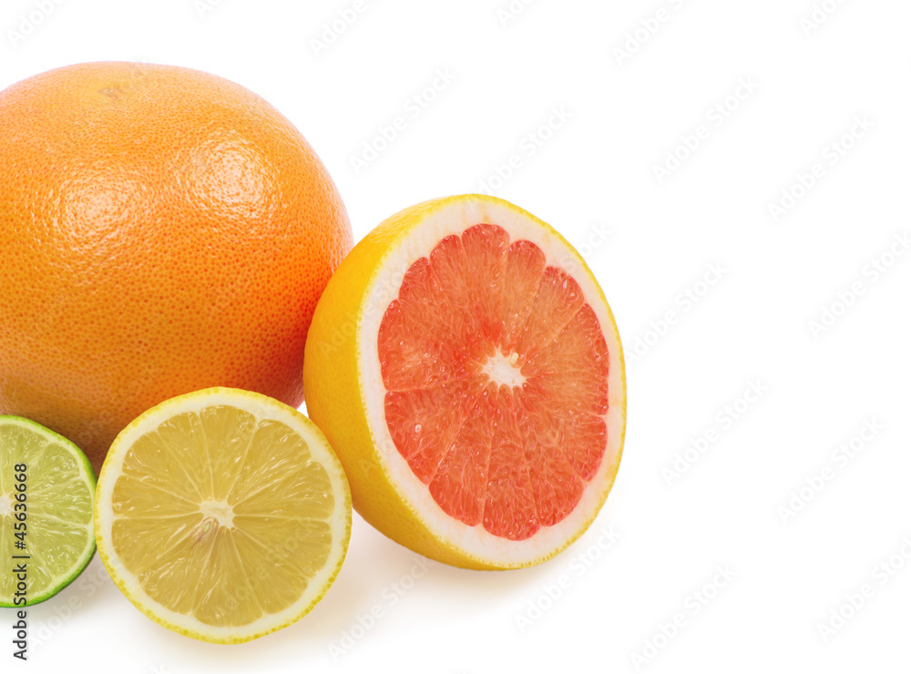 Image of a fresh whole lime, lemon and orange isolated on white Image of a fresh whole lime, lemon and orange isolated on white