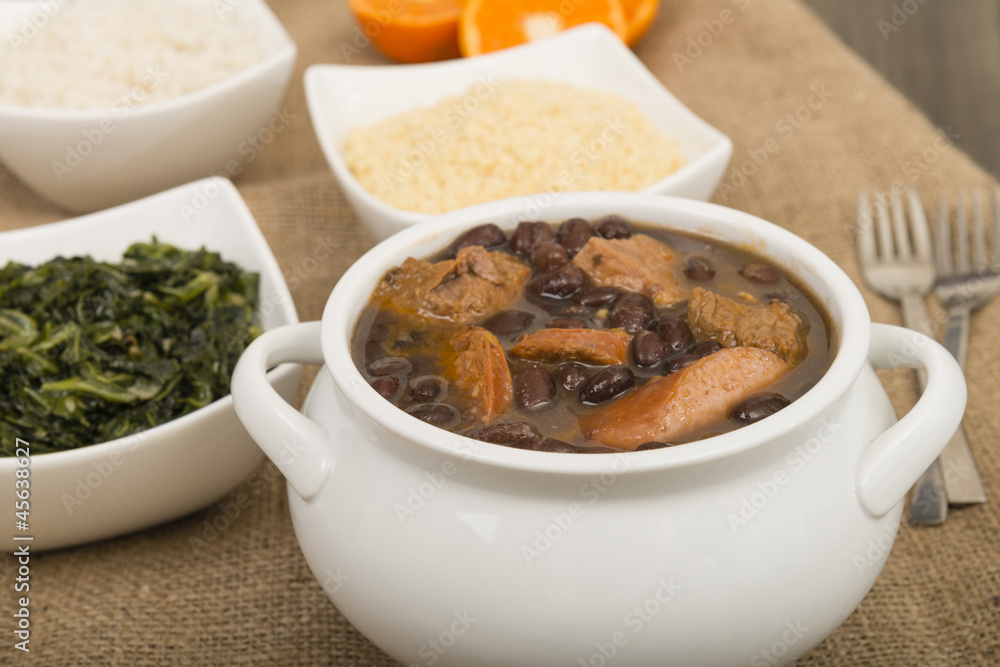 Feijoada - Brazilian meat and bean stew & side dishes Feijoada - Brazilian meat and bean stew & side dishes