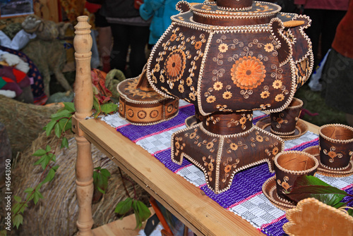 decorative samovar on rural market