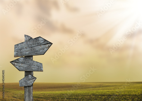 Canvas Print Empty quide-post in savana