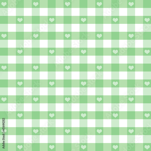 Seamless Gingham Hearts, pastel green, EPS has pattern swatch