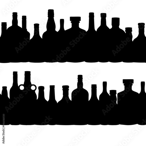 vector illustration silhouette alcohol bottle seamless pattern
