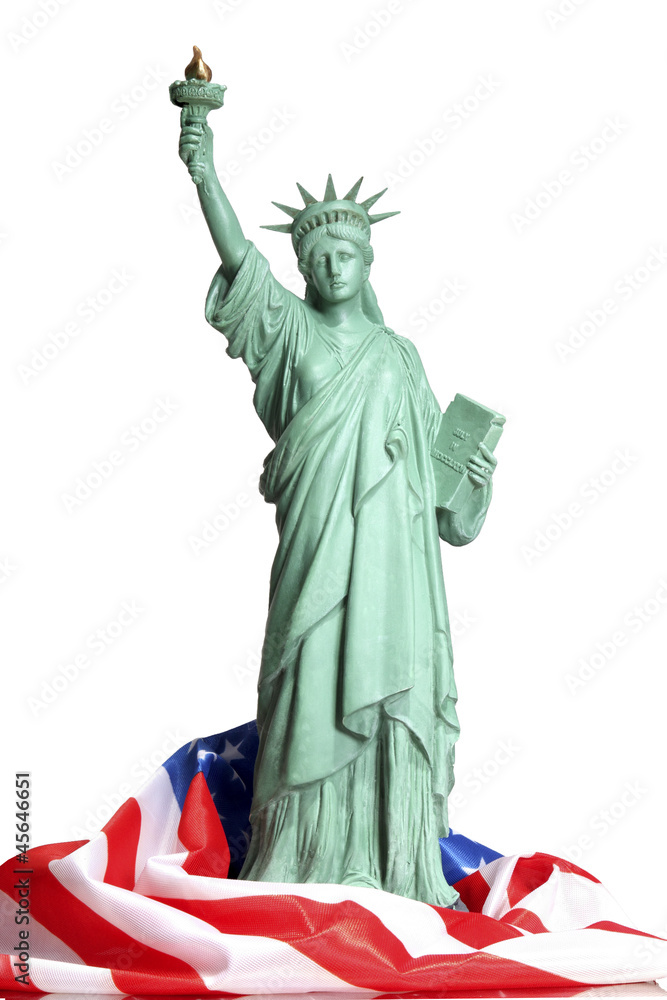 Fototapeta premium Freiheitsstatue mit Flagge