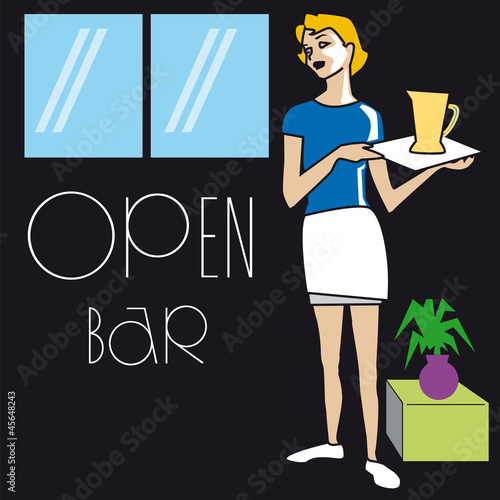 serveuse, serveur, bar, métier, restauration, servir,