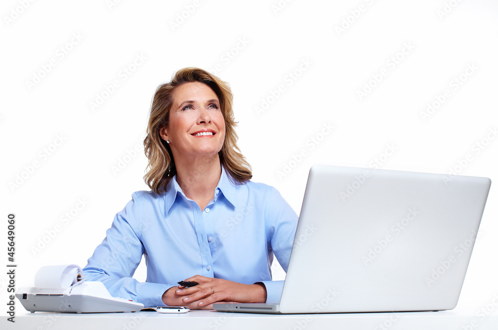 Business woman with a laptop computer. Business woman with a laptop computer.