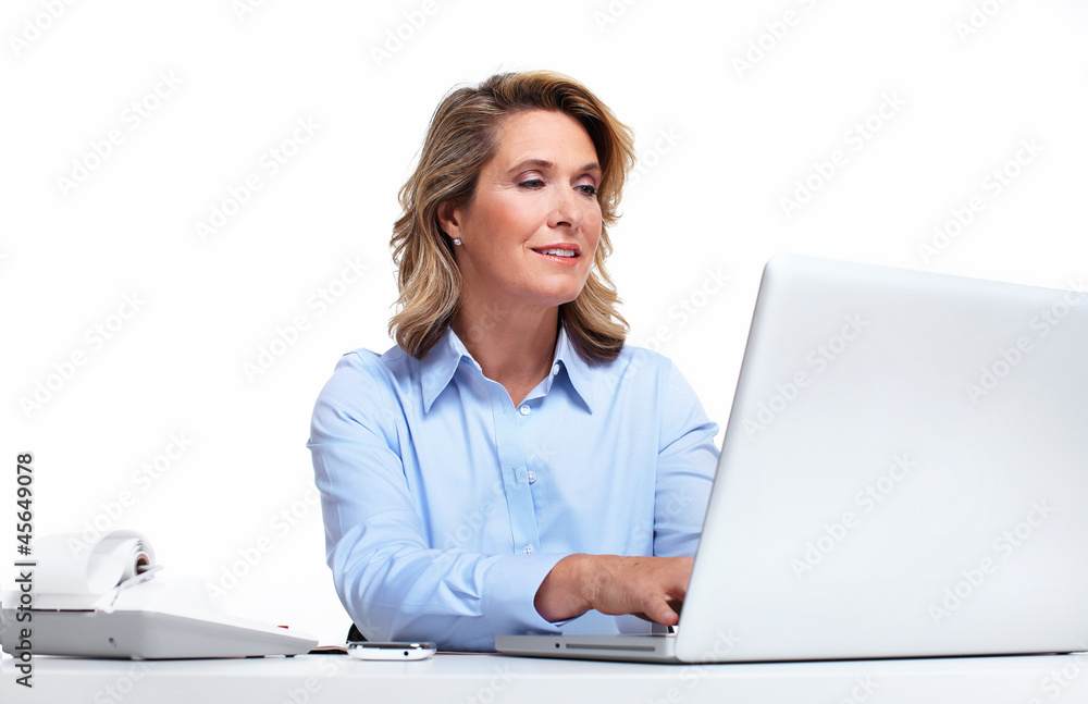 Business woman with a laptop computer. Business woman with a laptop computer.