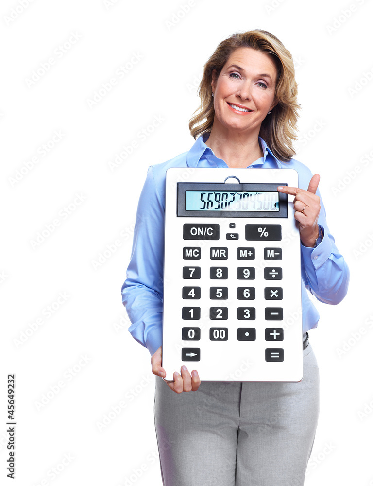 Accountant business woman with a calculator. Accountant business woman with a calculator.