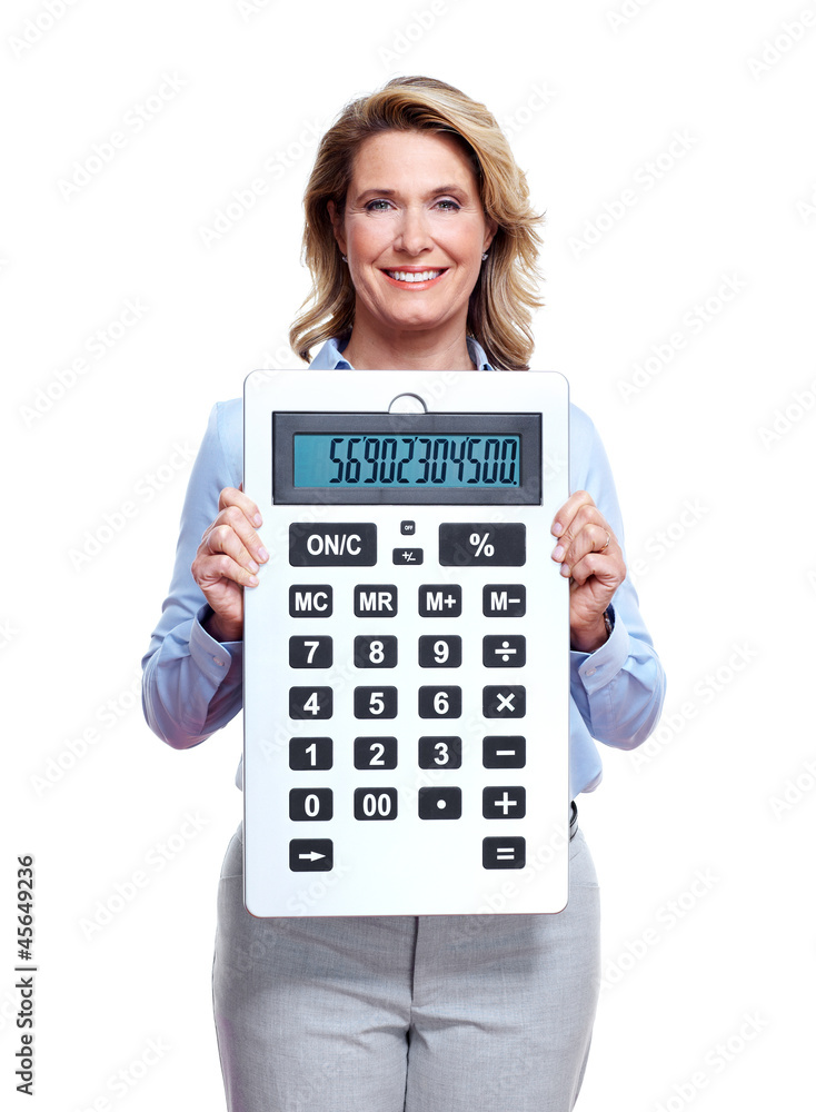 Accountant business woman with a calculator. Accountant business woman with a calculator.