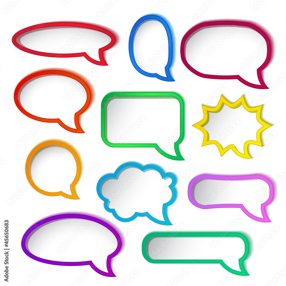 Colorful speech bubble frames. Colorful speech bubble frames.