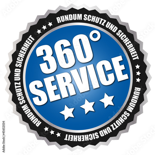Button "360 Grad Service" Blau/Schwarz/Silber