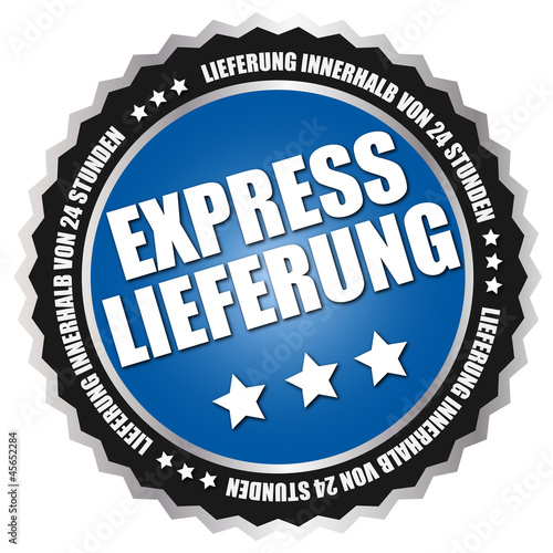 Button "Express Lieferung" Blau/Schwarz/Silber