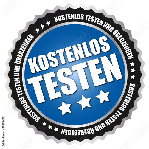 Button "Kostenlos Testen" Blau/Schwarz/Silber