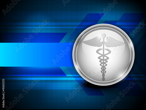 Abstract medical background with 3D caduceus medical symbol. EPS