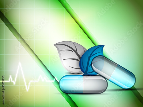 Abstract medical background with  herbal capsule. EPS 10.