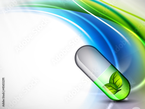 Abstract medical background with  herbal capsule. EPS 10.