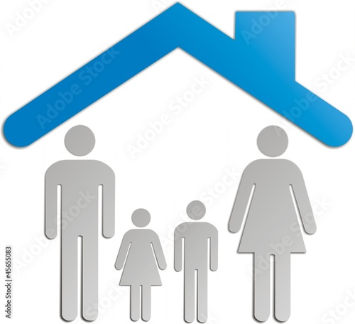 Illustration d'une maison avec la famille