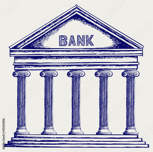 Bank. Colonnade. Doodle style