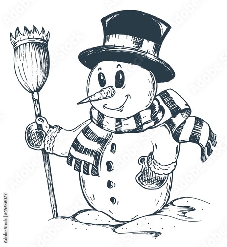 Winter snowman theme drawing 1