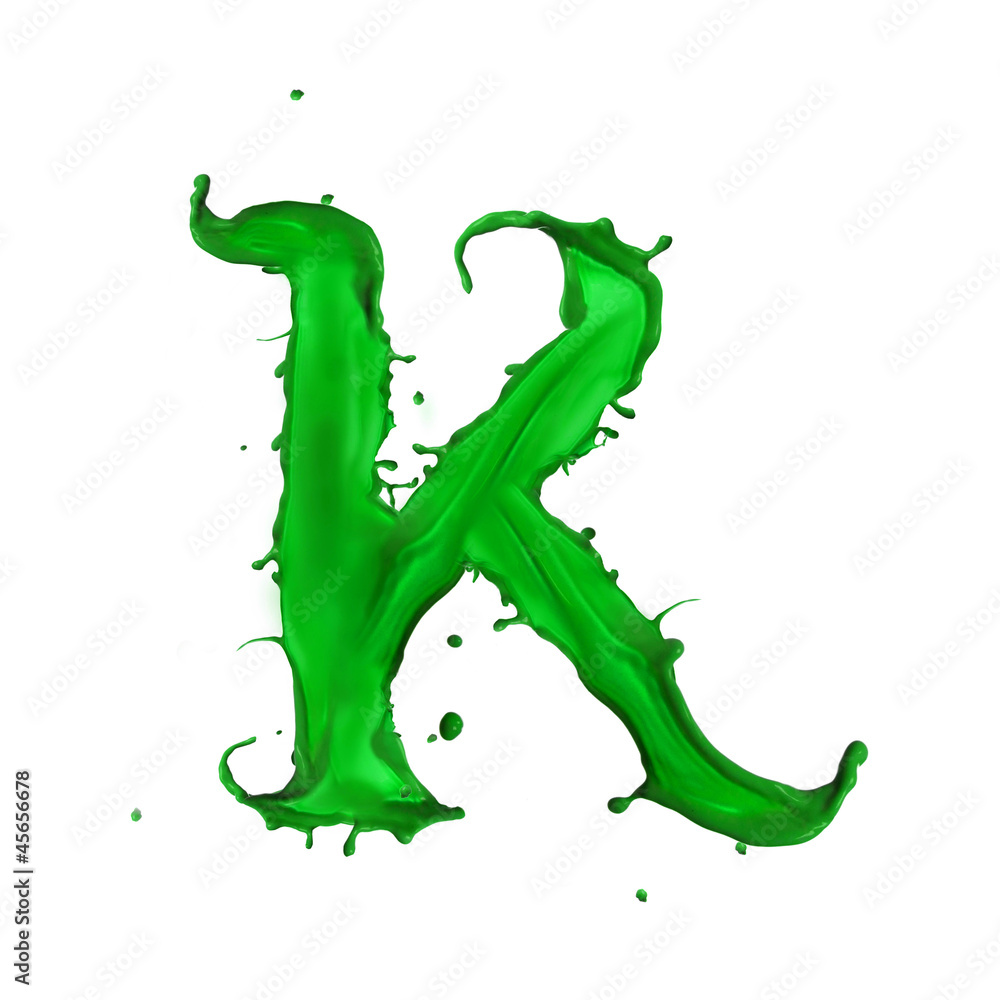 Fototapeta premium Green Liquid alphabet letter K