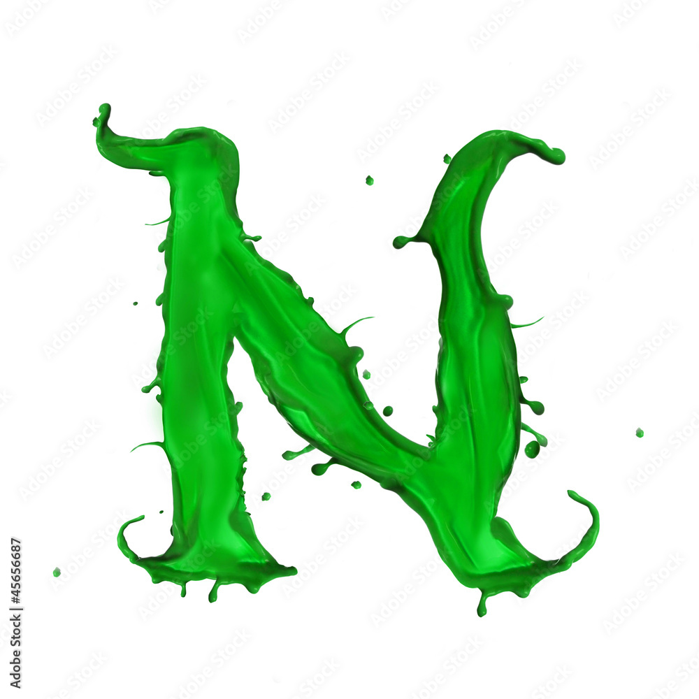 Fototapeta premium Green Liquid alphabet letter N