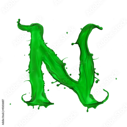 Green Liquid alphabet letter N