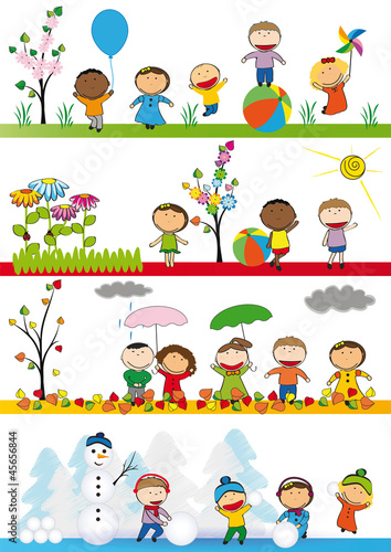 Kids in four season