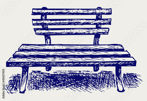 Wooden bench. Doodle style