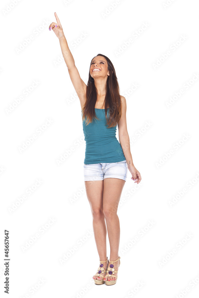 Fototapeta premium Beautiful young woman in studio expressions on white background.