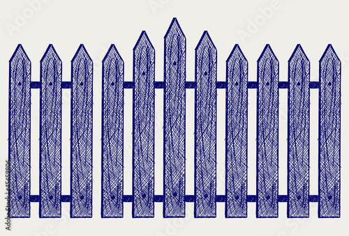 Wooden fence. Sketch
