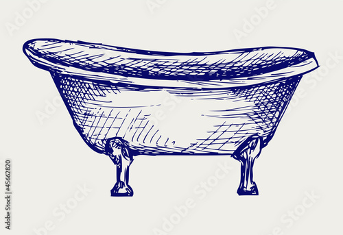 Close-up view of bath. Doodle style